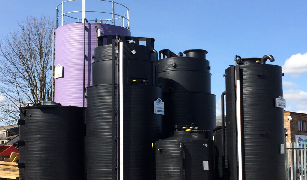 purple and black towers